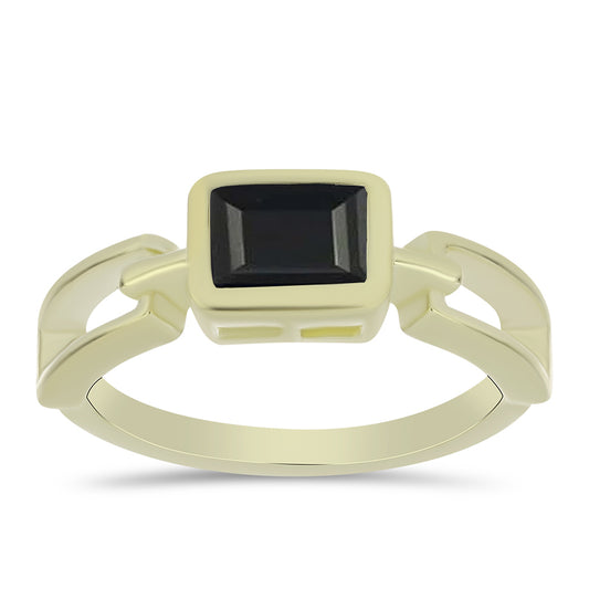 Anillo de Plata Bañada en Oro con Ónix negro de Suwar