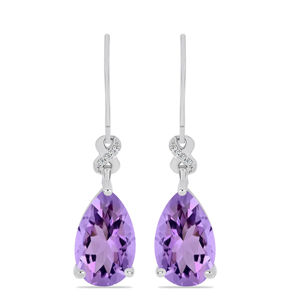 Pendientes de Plata con Amatista Rosa de Francia y Topacio Blanco