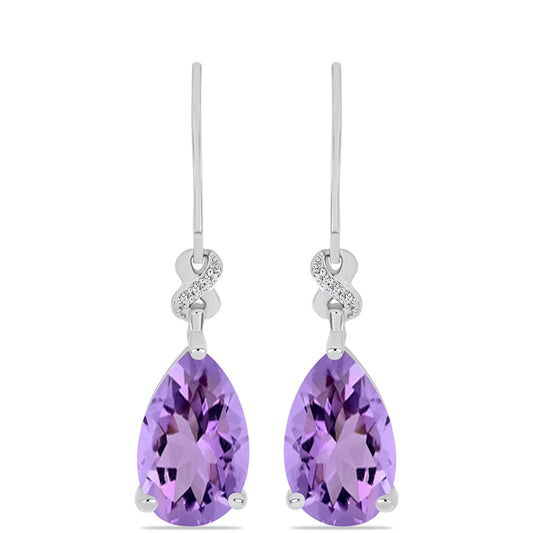 Pendientes de Plata con Amatista Rosa de Francia y Topacio Blanco