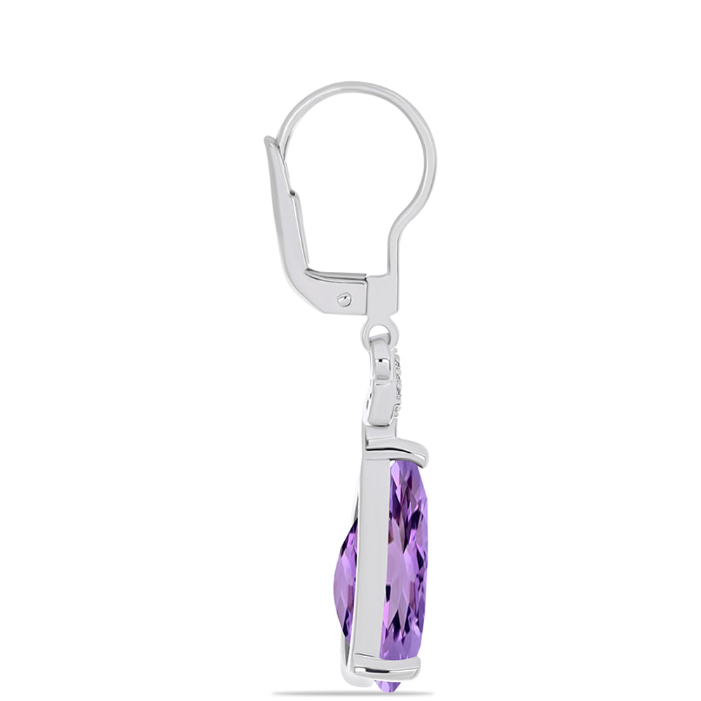 Pendientes de Plata con Amatista Rosa de Francia y Topacio Blanco 2 