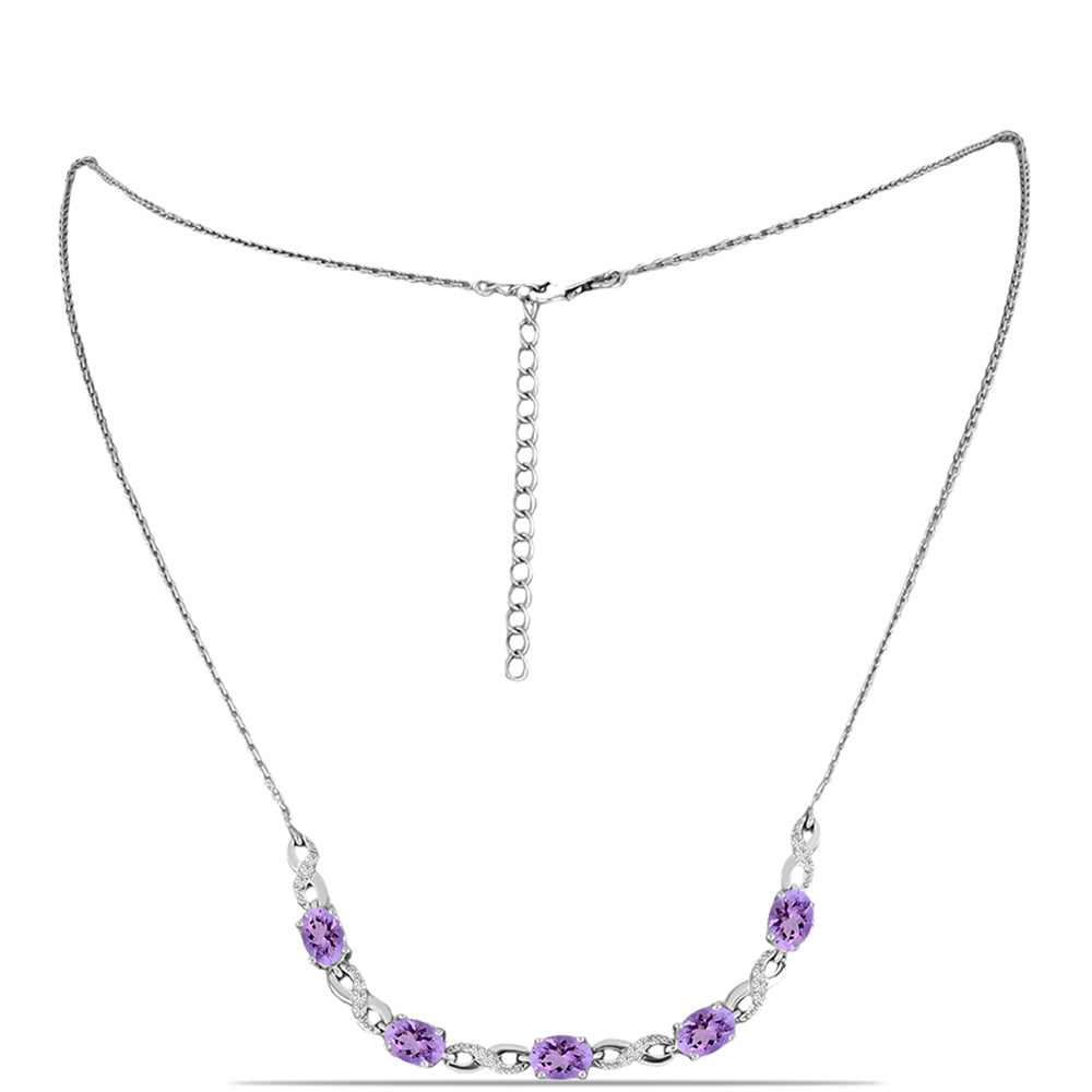 Collar de Plata con Amatista Rosa de Francia y Topacio Blanco 1 
