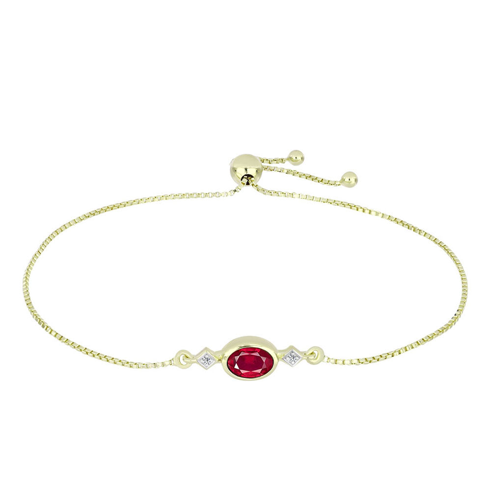 Pulsera de Plata Bañada en Oro con Rubí de Madagascar y Topacio Blanco