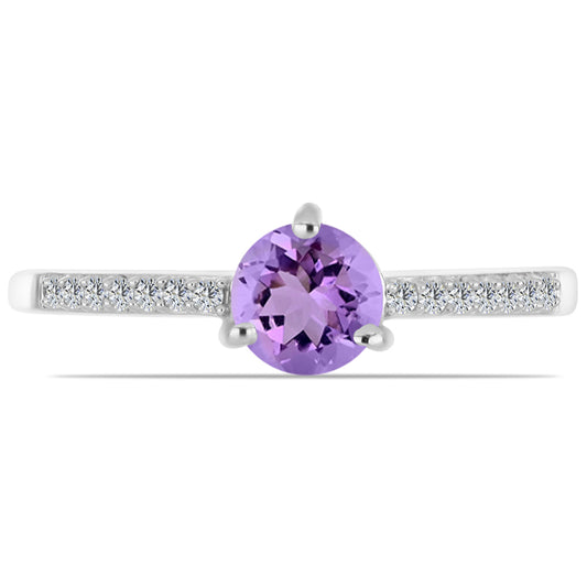 Anillo de Plata con Amatista Rosa de Francia y Topacio Blanco
