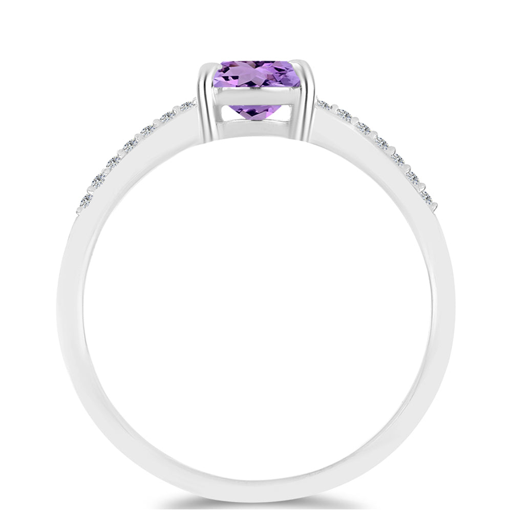 Anillo de Plata con Amatista Rosa de Francia y Topacio Blanco 2 