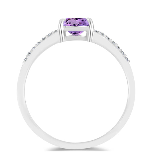 Anillo de Plata con Amatista Rosa de Francia y Topacio Blanco