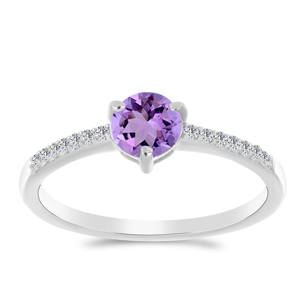 Anillo de Plata con Amatista Rosa de Francia y Topacio Blanco