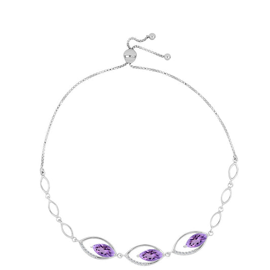 Pulsera de Plata con Amatista Rosa de Francia y Topacio Blanco