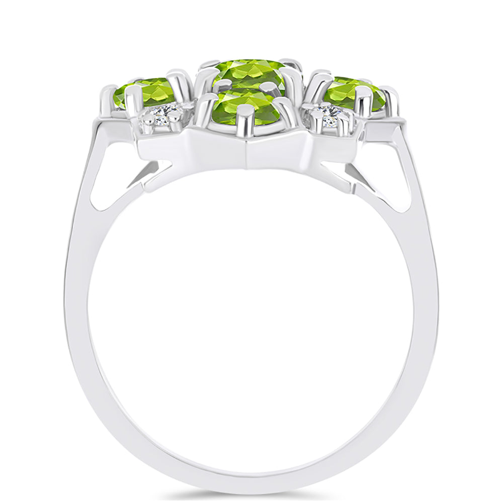 Anillo de Plata con Peridoto de Changbai y Topacio Blanco 2 