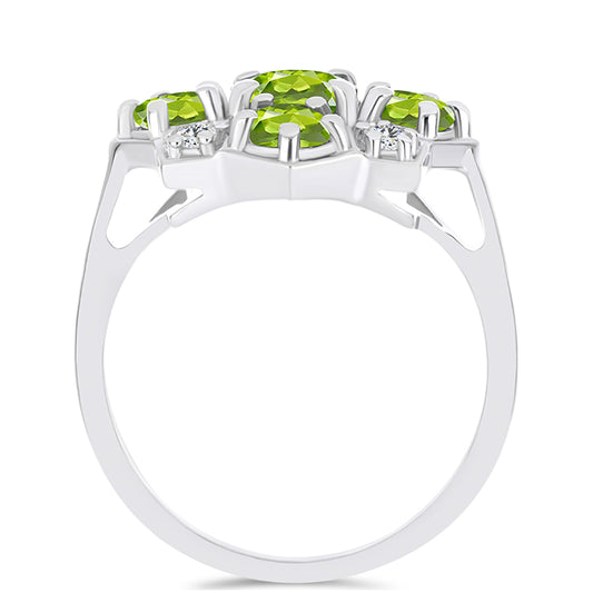 Anillo de Plata con Peridoto de Changbai y Topacio Blanco