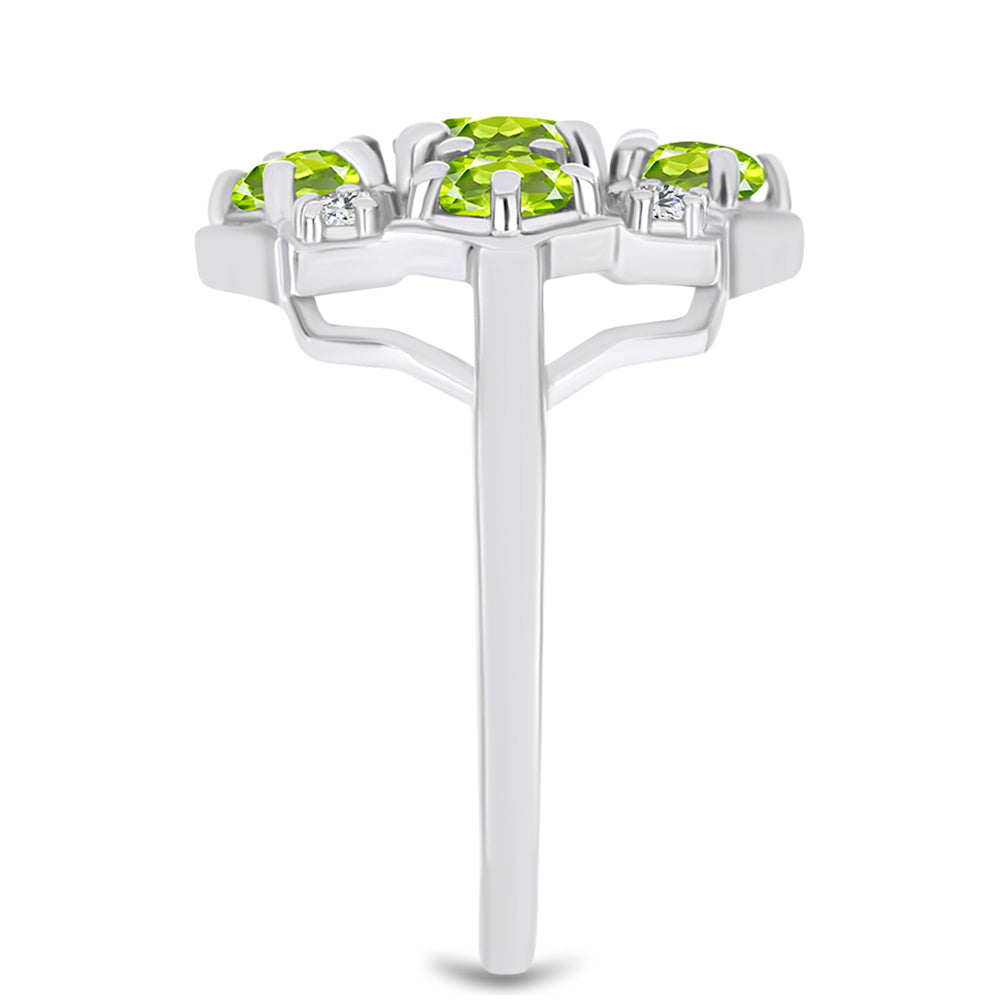 Anillo de Plata con Peridoto de Changbai y Topacio Blanco 4 
