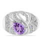 Anillo de Plata con Amatista Rosa de Francia y Topacio Blanco