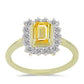 Anillo de Plata Bañada en Oro con Zafiro Amarillo Rosebery y Topacio Blanco