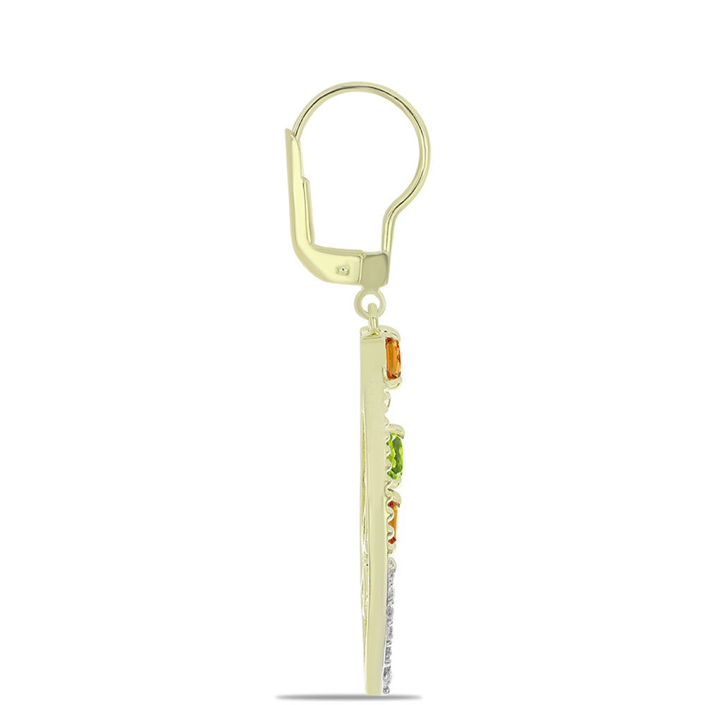 Pendientes de Plata Bañada en Oro con Zafiro Arco Iris Rosebery y Topacio Blanco 2 