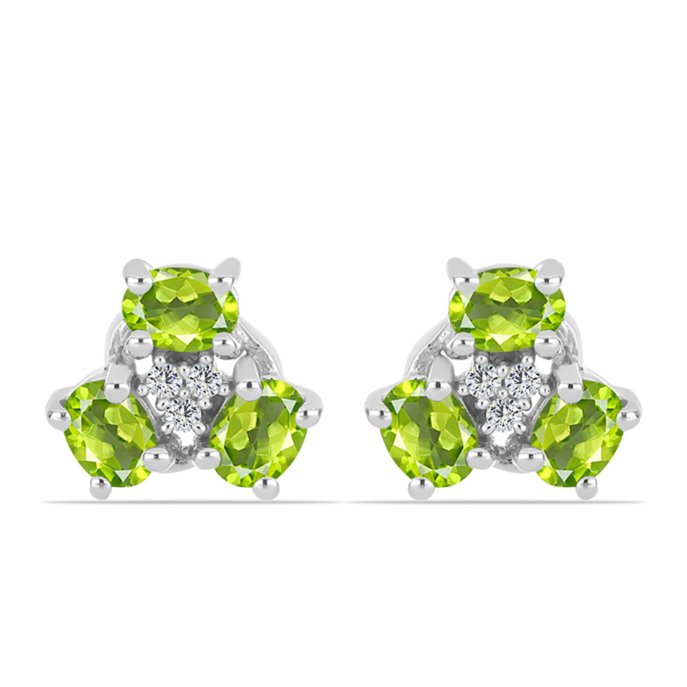 Pendientes de Plata con Peridoto de Changbai y Topacio Blanco 1 