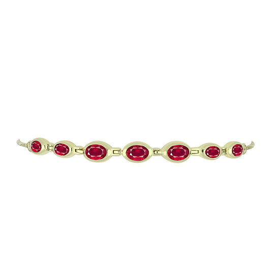 Pulsera de Plata Bañada en Oro con Rubí de Madagascar