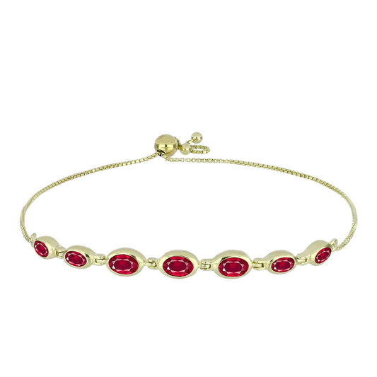 Pulsera de Plata Bañada en Oro con Rubí de Madagascar
