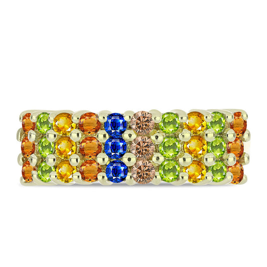 Anillo de Plata Bañada en Oro con Zafiro Arco Iris Rosebery