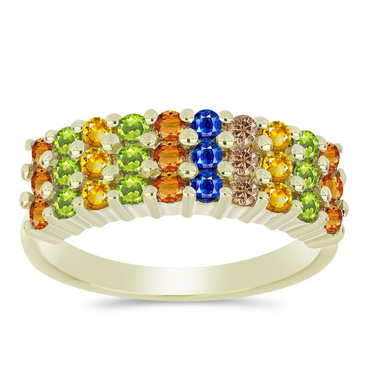 Anillo de Plata Bañada en Oro con Zafiro Arco Iris Rosebery