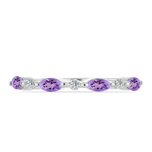 Anillo de Plata con Amatista Rosa de Francia y Topacio Blanco