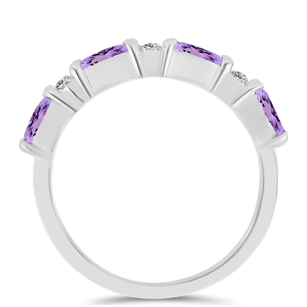 Anillo de Plata con Amatista Rosa de Francia y Topacio Blanco 3 