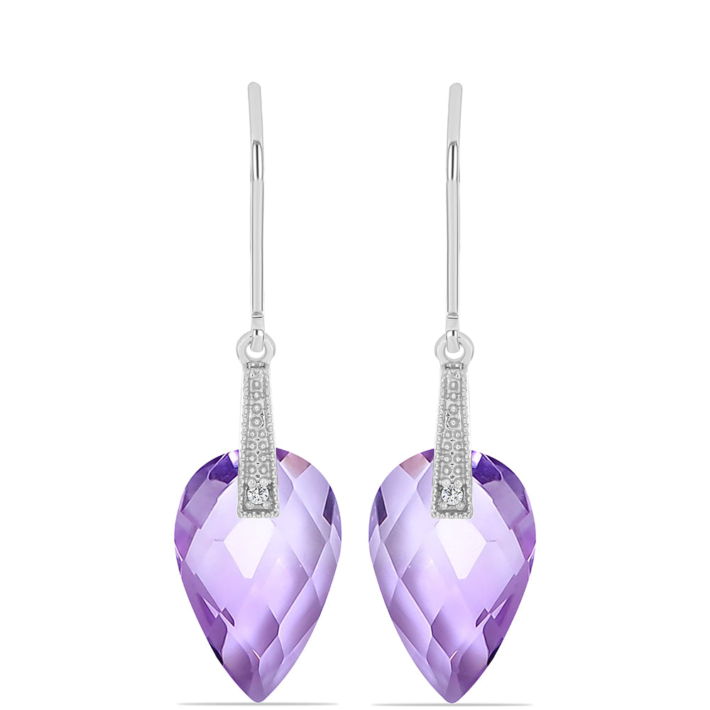 Pendientes de Plata con Amatista Rosa de Francia y Topacio Blanco 1 