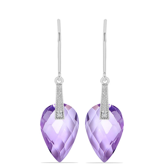 Pendientes de Plata con Amatista Rosa de Francia y Topacio Blanco