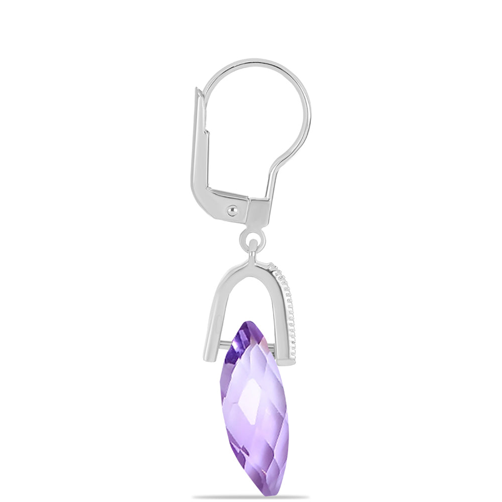 Pendientes de Plata con Amatista Rosa de Francia y Topacio Blanco