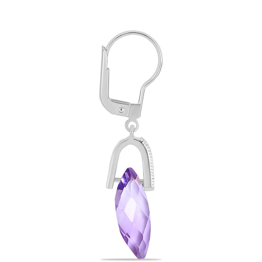 Pendientes de Plata con Amatista Rosa de Francia y Topacio Blanco