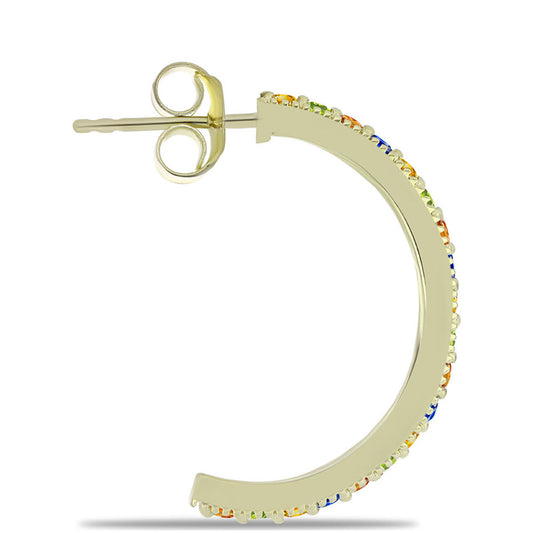 Pendientes de Plata Bañada en Oro con Zafiro Arco Iris Rosebery