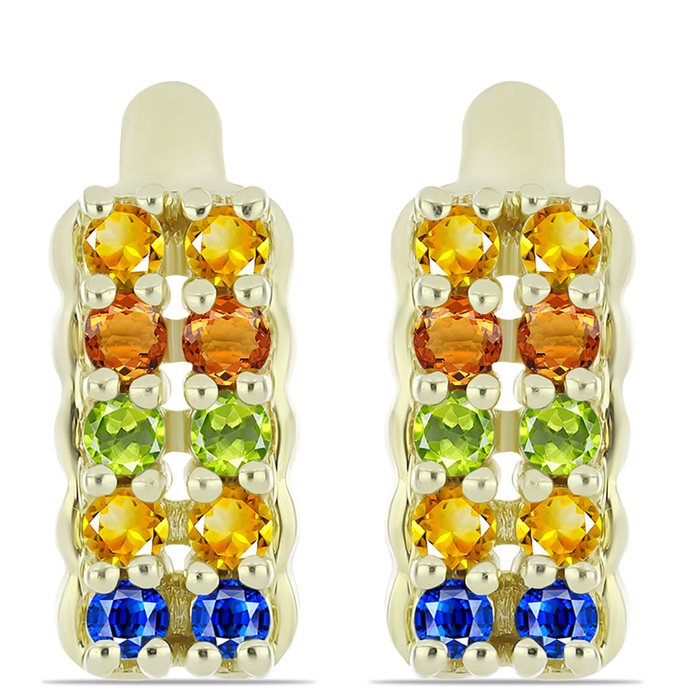 Pendientes de Plata Bañada en Oro con Zafiro Arco Iris Rosebery 1 