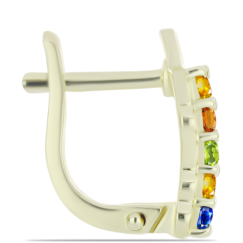 Pendientes de Plata Bañada en Oro con Zafiro Arco Iris Rosebery 2 