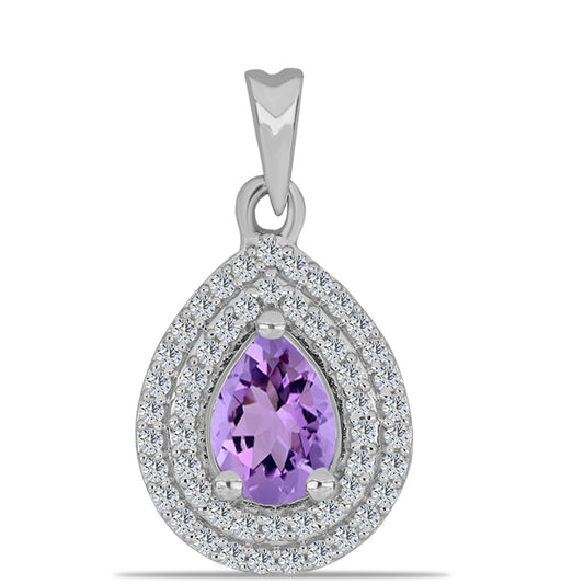 Colgante de Plata con Amatista Rosa de Francia y Topacio Blanco