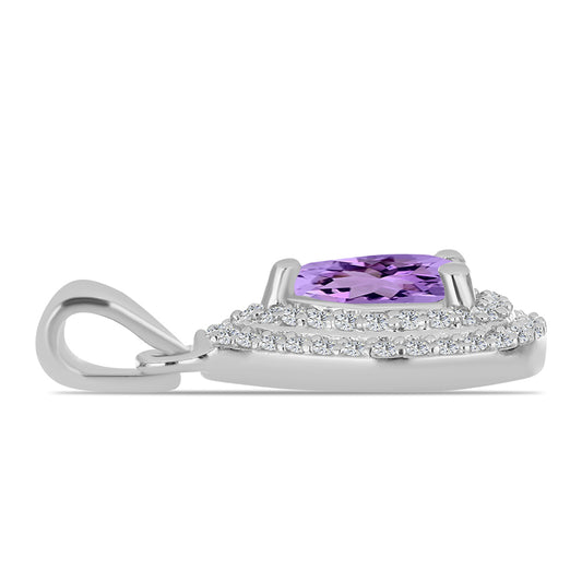 Colgante de Plata con Amatista Rosa de Francia y Topacio Blanco