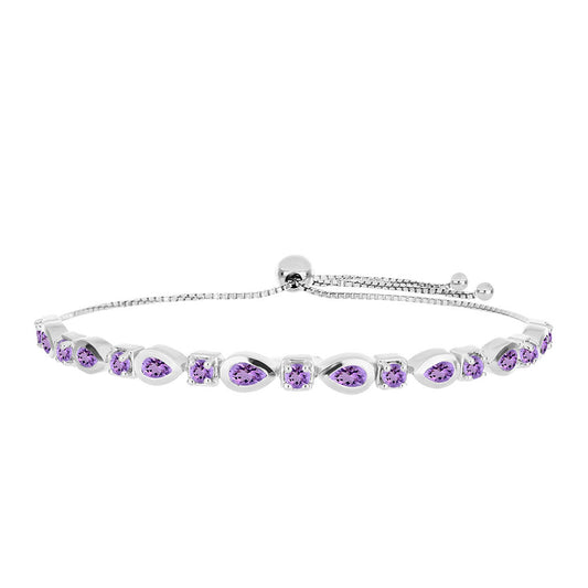 Pulsera de Plata con Amatista Rosa de Francia