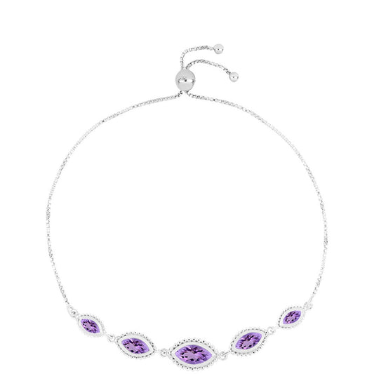 Pulsera de Plata con Amatista Rosa de Francia