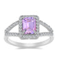 Anillo de Plata con Amatista Rosa de Francia y Topacio Blanco
