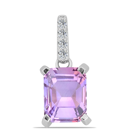 Colgante de Plata con Amatista Rosa de Francia y Topacio Blanco