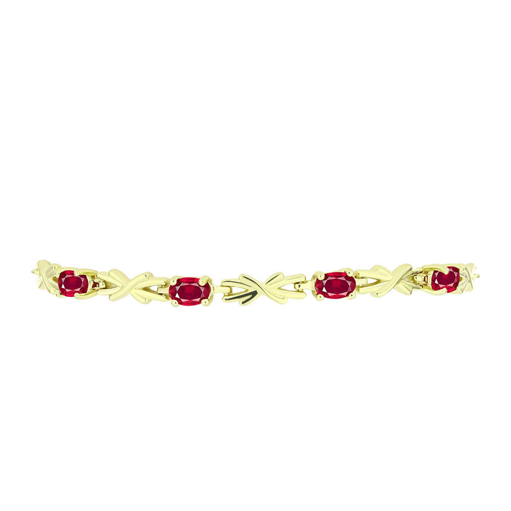 Pulsera de Plata Bañada en Oro con Rubí de Madagascar 2 