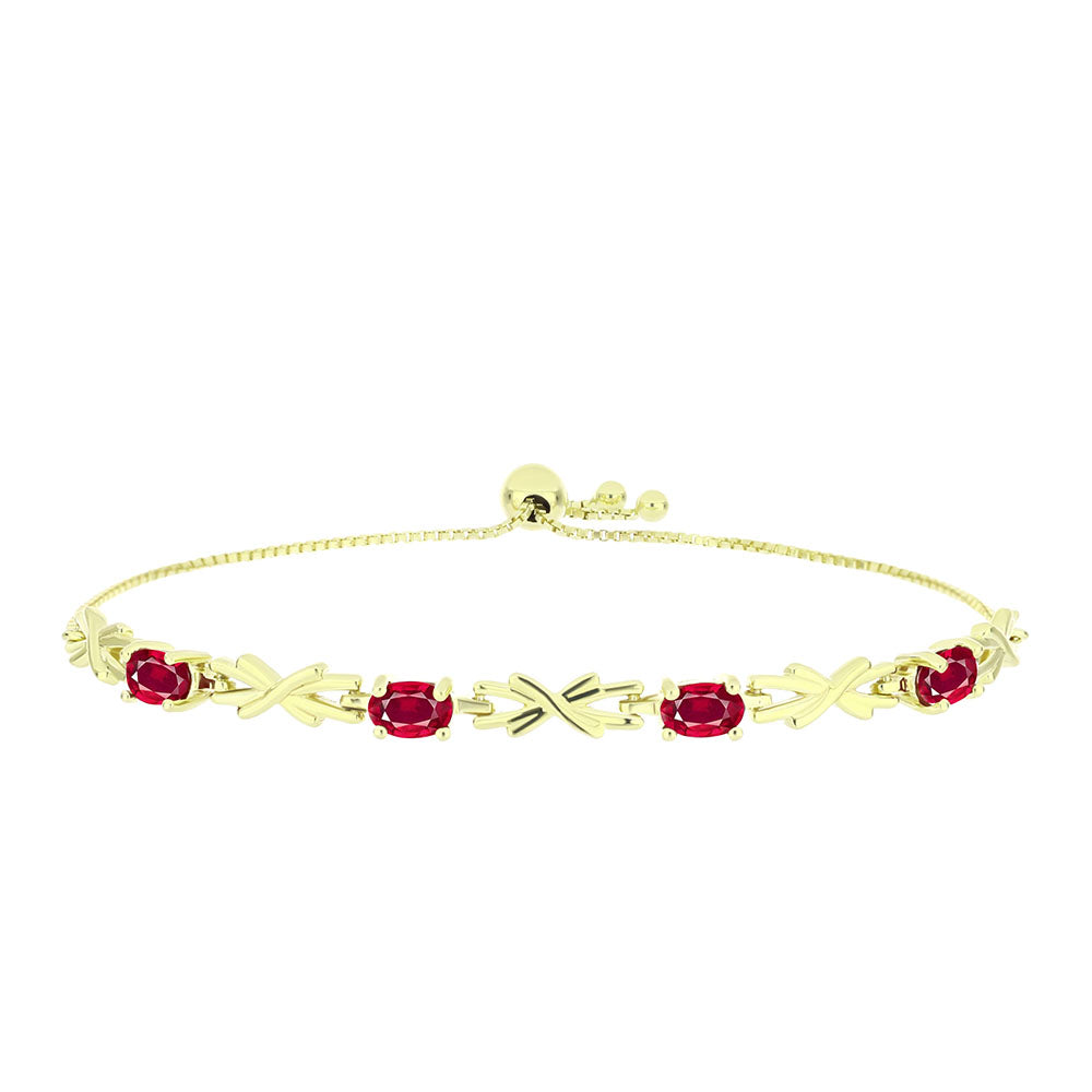 Pulsera de Plata Bañada en Oro con Rubí de Madagascar 1 