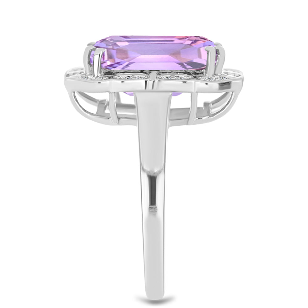 Anillo de Plata con Amatista Rosa de Francia y Topacio Blanco 4 