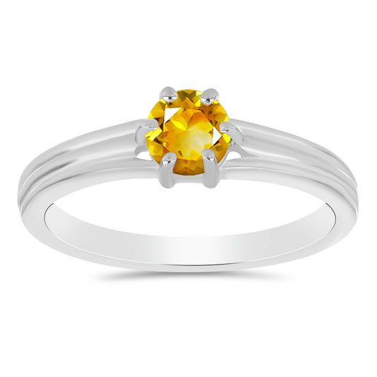 Anillo de Plata con Citrino de los Montes Urales