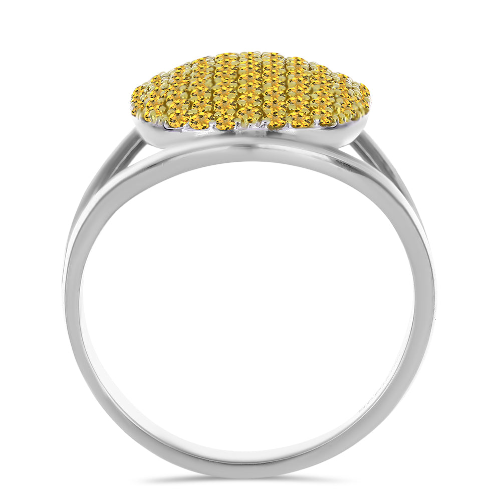 Anillo de Plata Bañada en Oro con Citrino de los Montes Urales