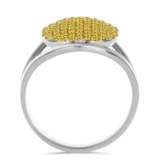 Anillo de Plata Bañada en Oro con Citrino de los Montes Urales