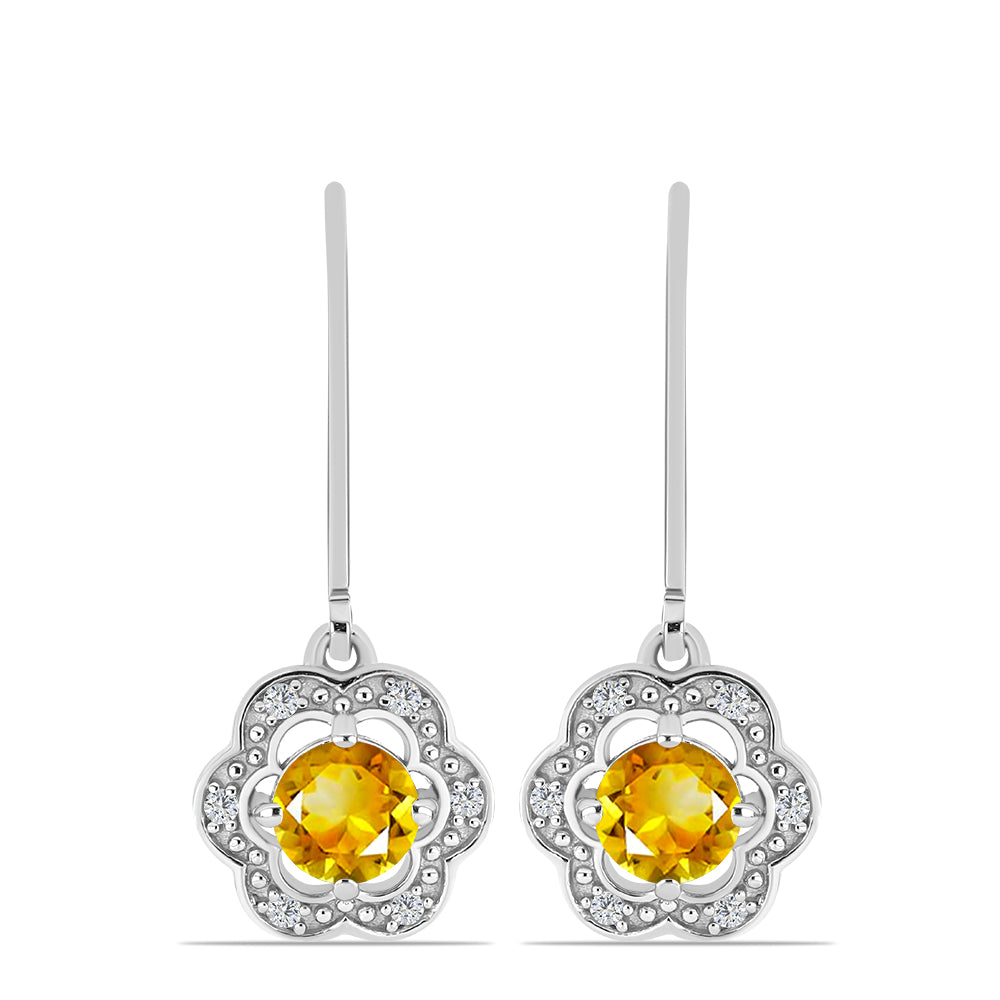 Pendientes de Plata con Citrino de los Montes Urales y Topacio Blanco 1 