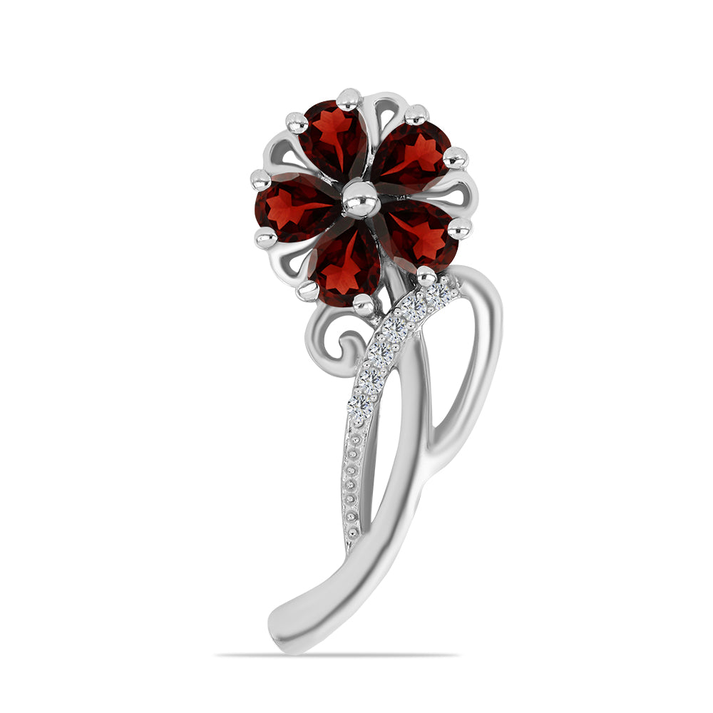 Broche de Plata con Granate Barton y Topacio Blanco 1 