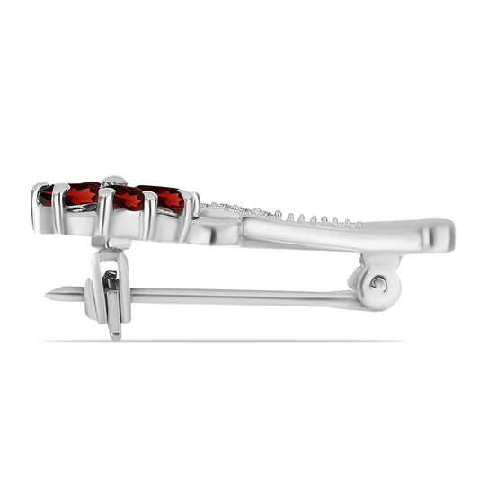 Broche de Plata con Granate Barton y Topacio Blanco