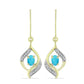 Pendientes de Plata Bañada en Oro con Turquesa Bella Durmiente y Topacio Blanco