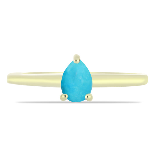 Anillo de Plata Bañada en Oro con Turquesa Bella Durmiente