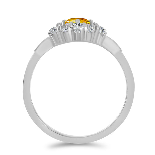 Anillo de Plata con Citrino de los Montes Urales y Topacio Blanco