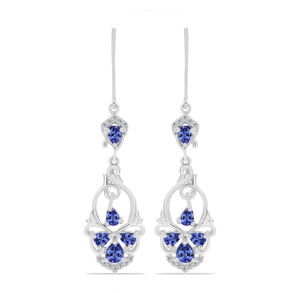 Pendientes de Plata con Tanzanita y Topacio Blanco 1 